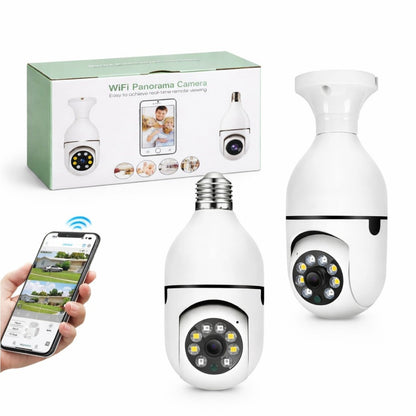Cameră de Supraveghere Wi-Fi Panoramică Tip Bec E27, Rotire 360°, Vedere Nocturnă și Audio Bidirecțional