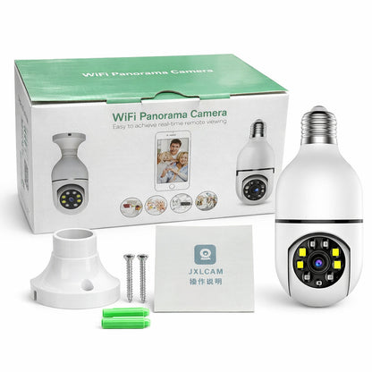 Cameră de Supraveghere Wi-Fi Panoramică Tip Bec E27, Rotire 360°, Vedere Nocturnă și Audio Bidirecțional