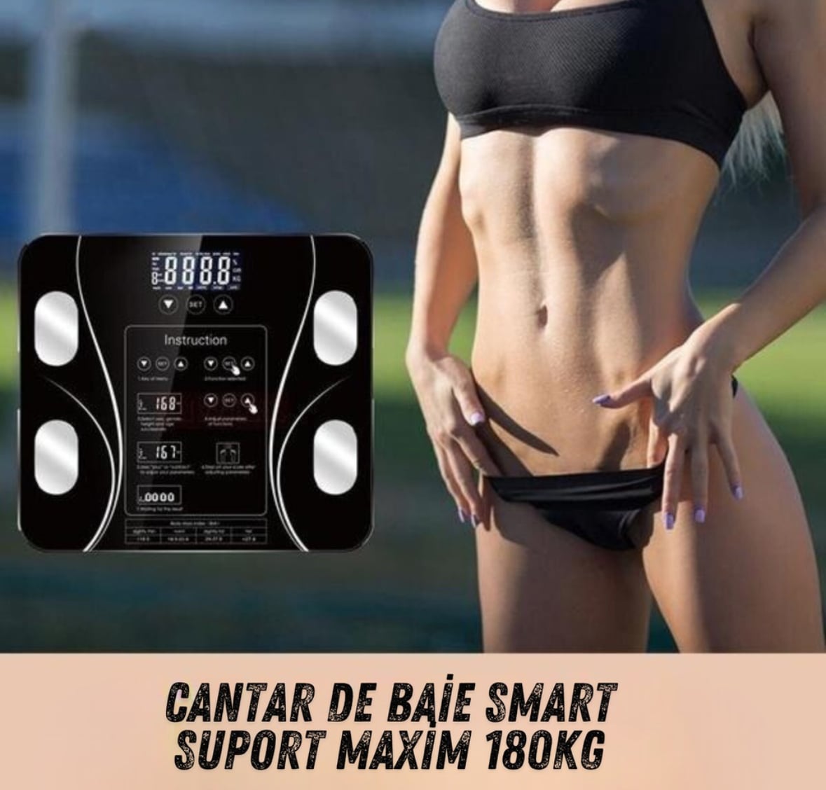 Cântar Corporal Inteligent Smart Bluetooth cu Analiză Corporală Completă și Aplicație Mobilă