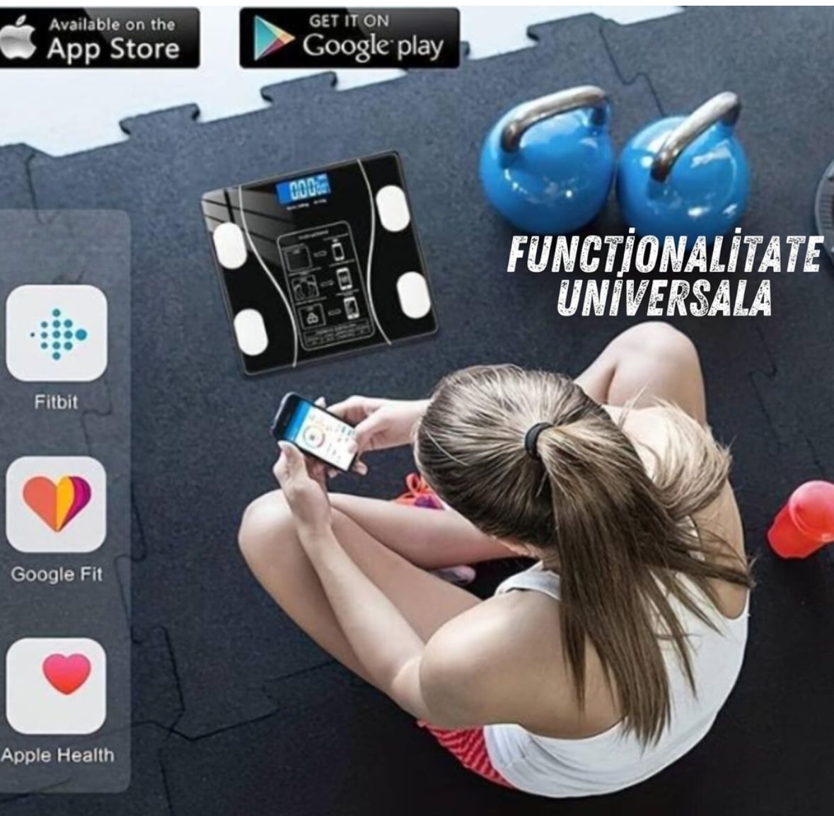 Cântar Corporal Inteligent Smart Bluetooth cu Analiză Corporală Completă și Aplicație Mobilă