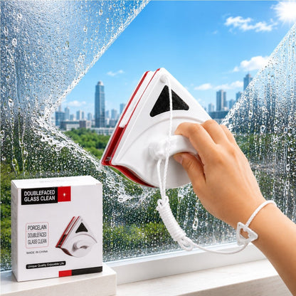 Curățător Magnetic pentru Geamuri Dublă Față 16x13.5cm, cu Șnur de Siguranță și Bureți de Rezervă