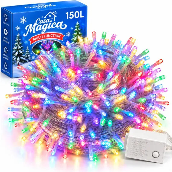 Instalație Liniară LED 15m Fir Transparent, 8 Jocuri de Lumini și Flash