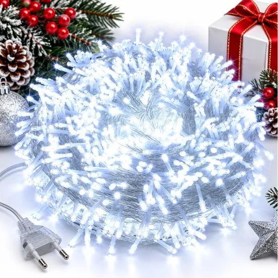 Instalație Liniară LED 8m Fir Transparent, 8 Jocuri de Lumini și Flash