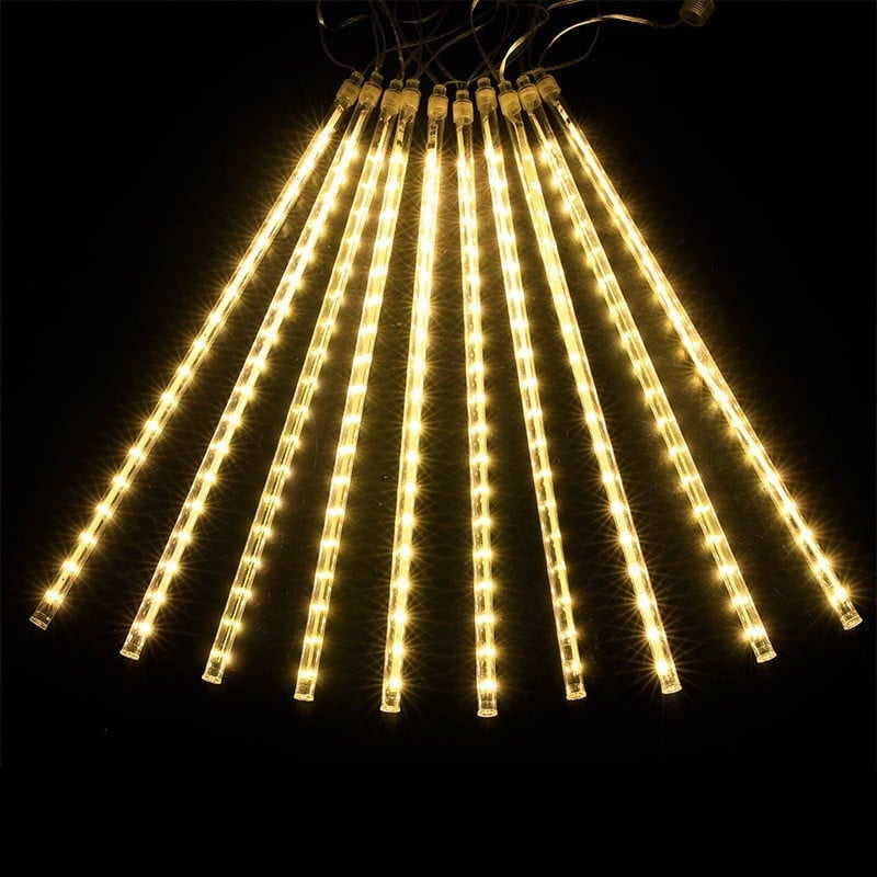 Instalație LED Tip Ploaie de Meteoriți 3m - 8 Tuburi x 50cm, Efect Ninsoare, Interconectabilă IP44, Alb Cald Festiv