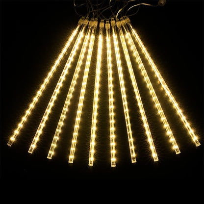 Instalație LED Tip Ploaie de Meteoriți 3m - 8 Tuburi x 50cm, Efect Ninsoare, Interconectabilă IP44, Alb Cald Festiv