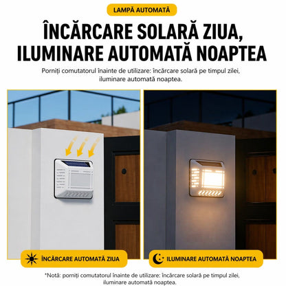 Lampă Solară Număr Casă 20x17.5cm, Iluminare LED Alb Rece, Panou Solar & Cifre/Litere Autocolante Incluse