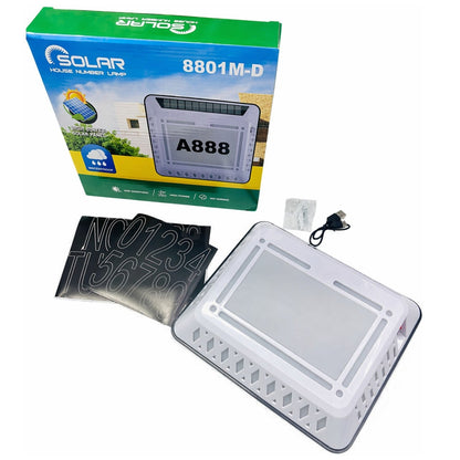 Lampă Solară Număr Casă 20x17.5cm, Iluminare LED Alb Rece, Panou Solar & Cifre/Litere Autocolante Incluse