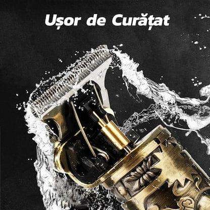 Mașină Profesională de Tuns și Conturat Barba T-Blade Skeleton Metalic cu Acumulator USB