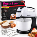 Mixer Electric cu Bol Rotativ 2L, 300W, 7 Trepte de Viteză, 2 Țeluri și 2 Cârlige de Aluat
