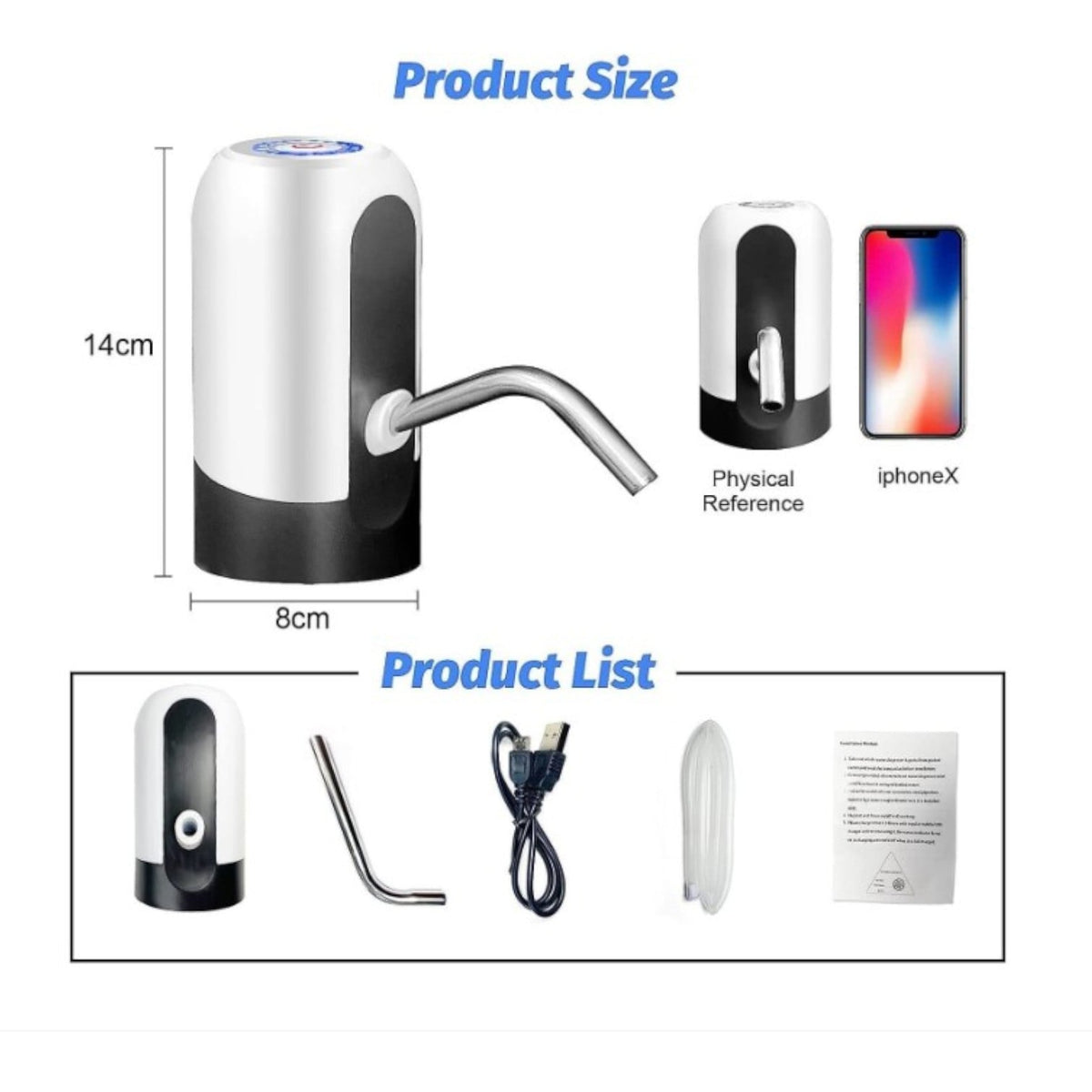 Pompă Electrică Automată pentru Bidon de Apă, Încărcare USB, Indicator LED și Furtun Alimentar