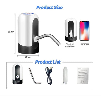 Pompă Electrică Automată pentru Bidon de Apă, Încărcare USB, Indicator LED și Furtun Alimentar