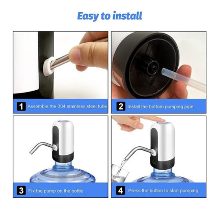 Pompă Electrică Automată pentru Bidon de Apă, Încărcare USB, Indicator LED și Furtun Alimentar