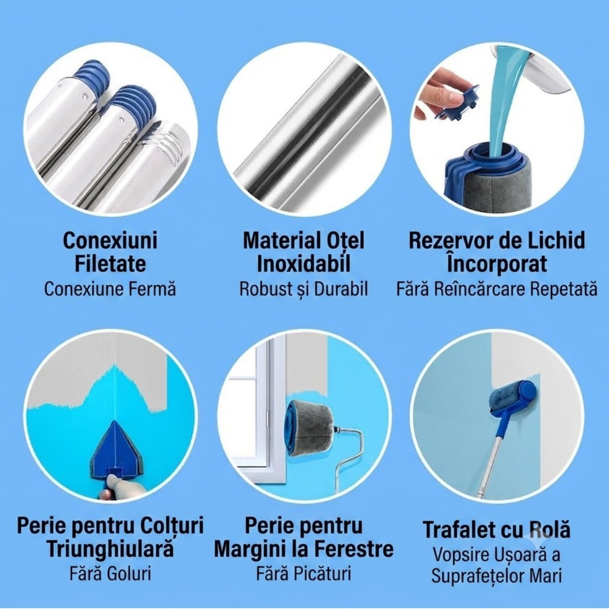 Trafalet Profesional cu Rezervor pentru Vopsit Fără Picături, Set 5 Piese cu Braț Extensibil